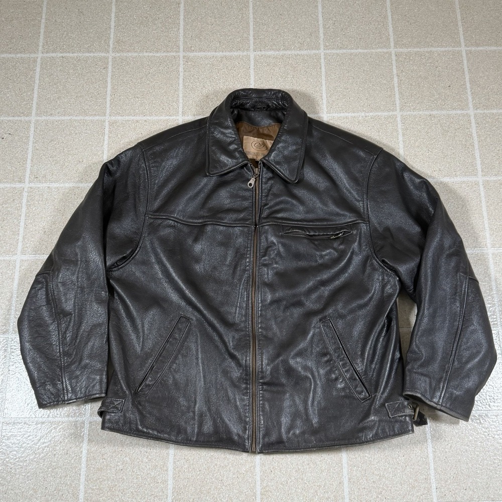 Vtg Georgetown Leather Design Mens Leather Jacket Sz M Brown Moto Cafe Racer